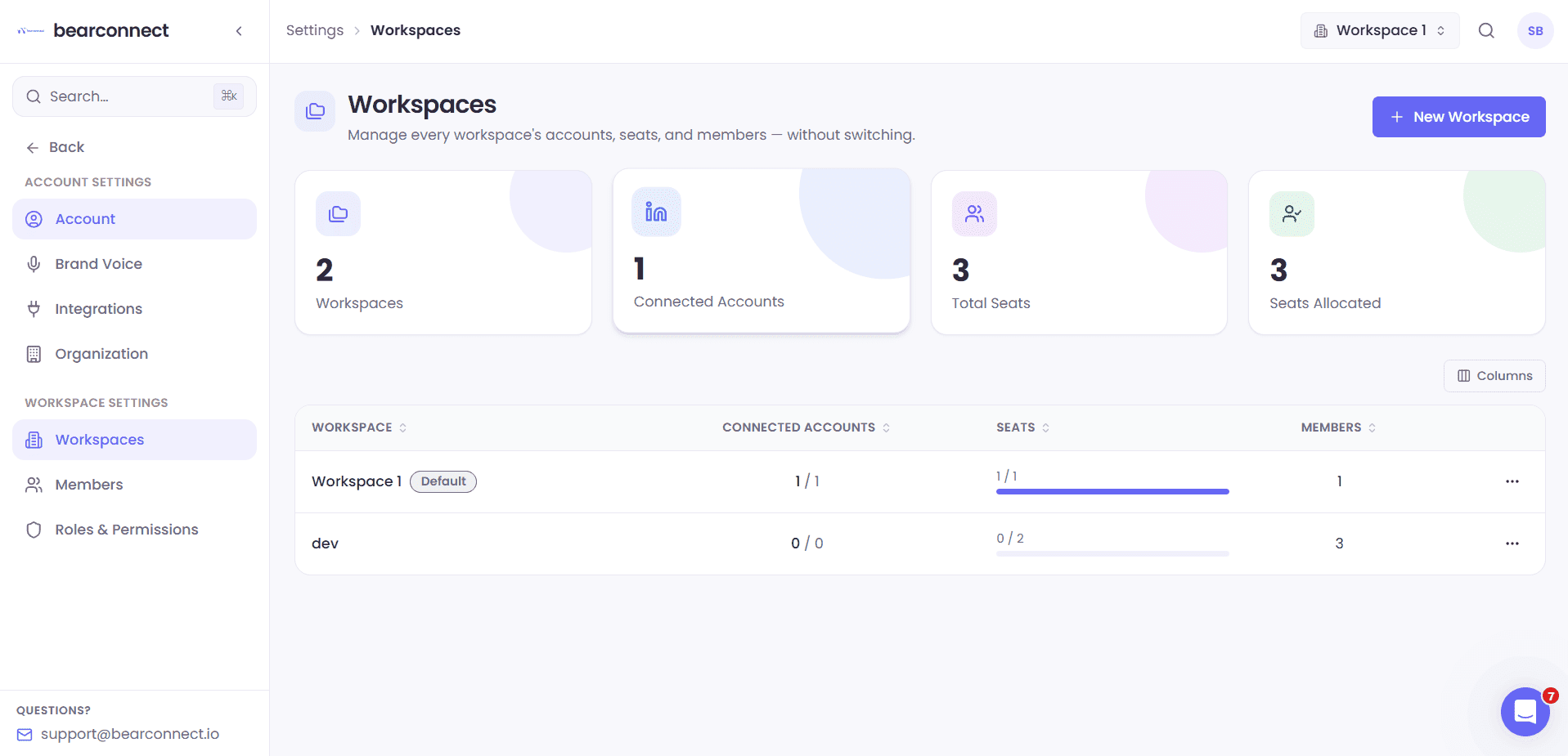 Bearconnect LinkedIn Account Manager Interface