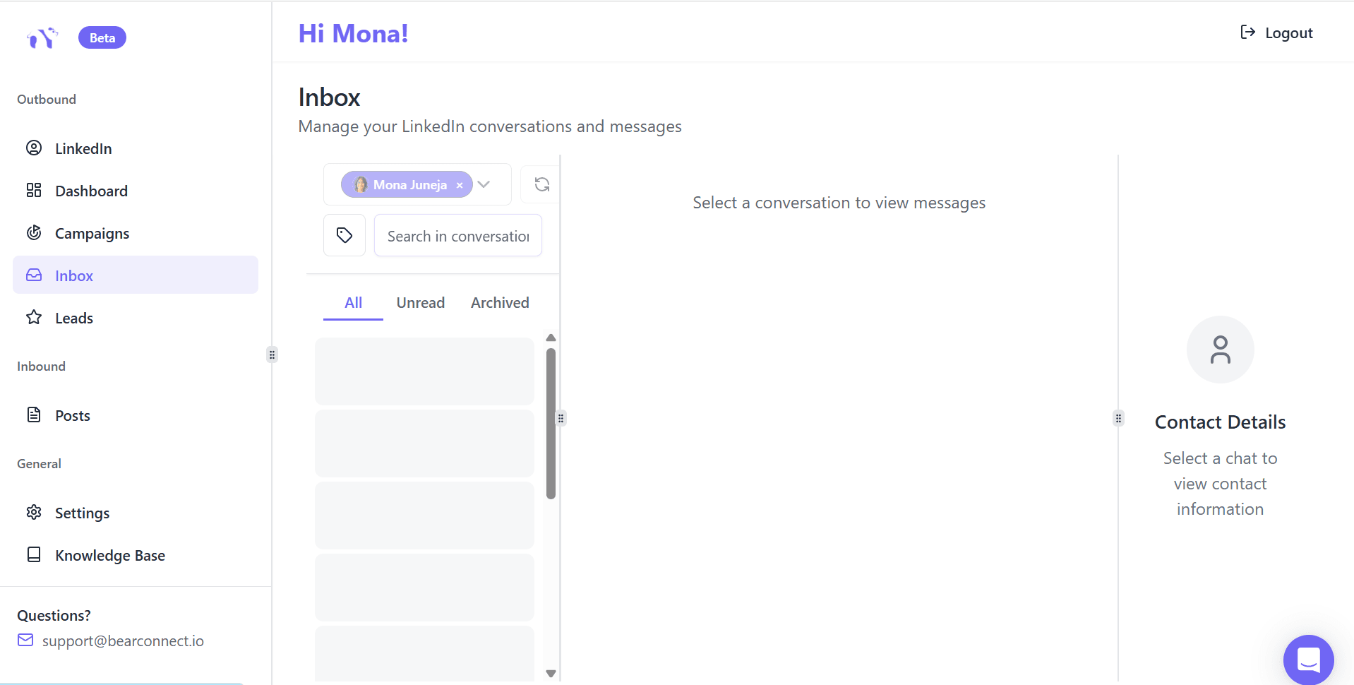 Unified Inbox overview dashboard