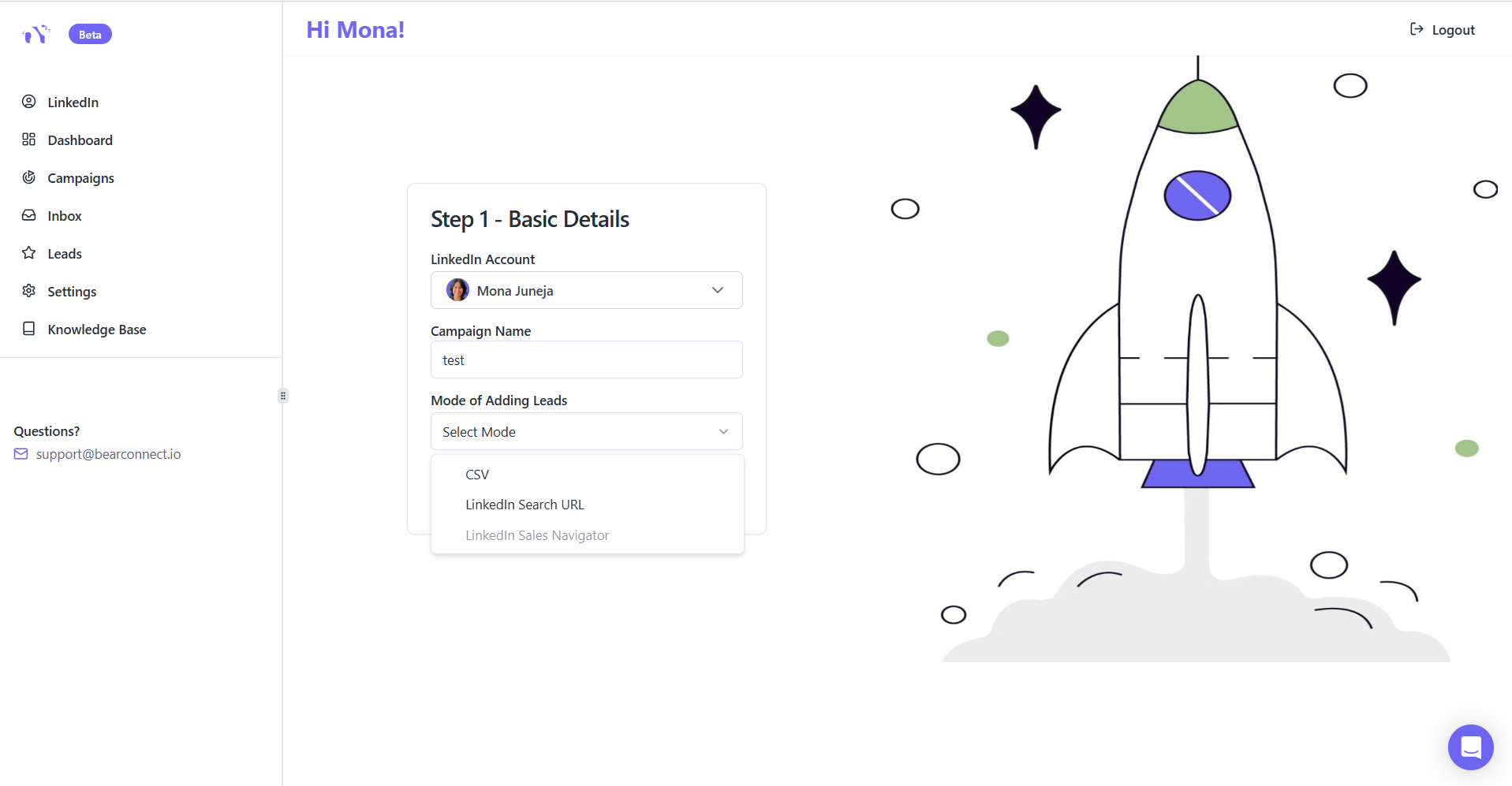 Screenshot or illustration of LinkedIn Sales Navigator feature in Bearconnect